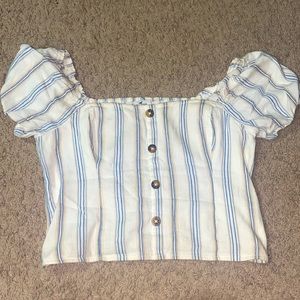 Puff sleeve striped top